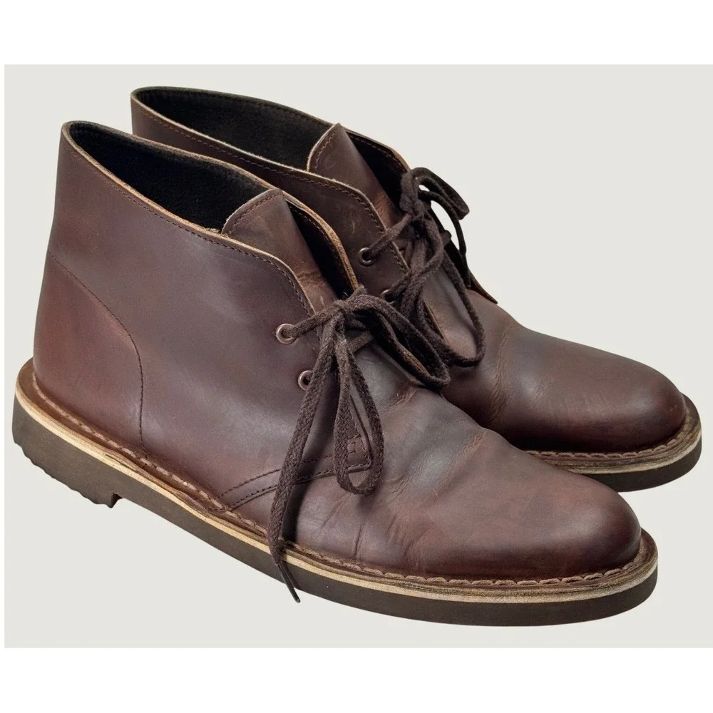 Clarks Desert Boot Mens 8 Dark Brown Leather Chukka Lace Up Ankle 15522 Heritage